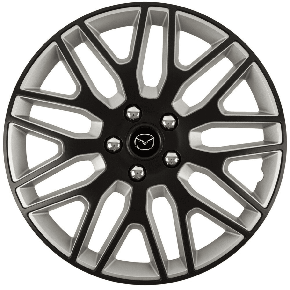 Set 4 Capace Roti 14 inchi (R14) Best Alb-Negru, Compatibile Cu Mazda