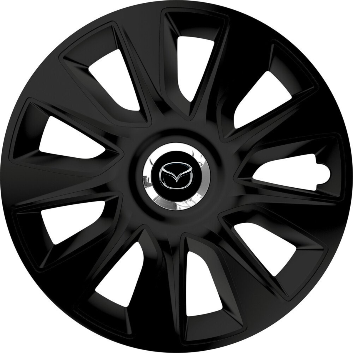 Set 4 Capace Roti 16 inchi (R16) Stratos Negru, Compatibile Cu Mazda