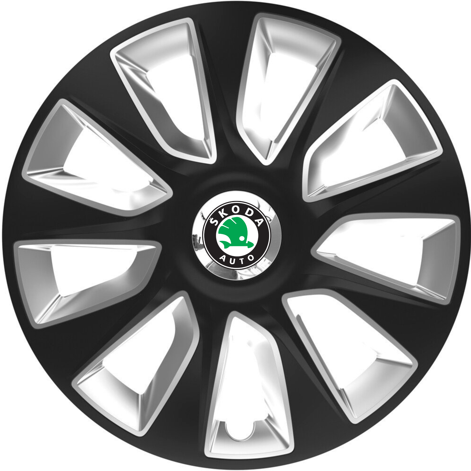 Set 4 Capace Roti 16 inchi (R16) Stratos Gri-Negru, Compatibile Cu Skoda