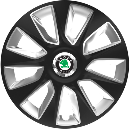 Set 4 Capace Roti 16 inchi (R16) Stratos Gri-Negru, Compatibile Cu Skoda