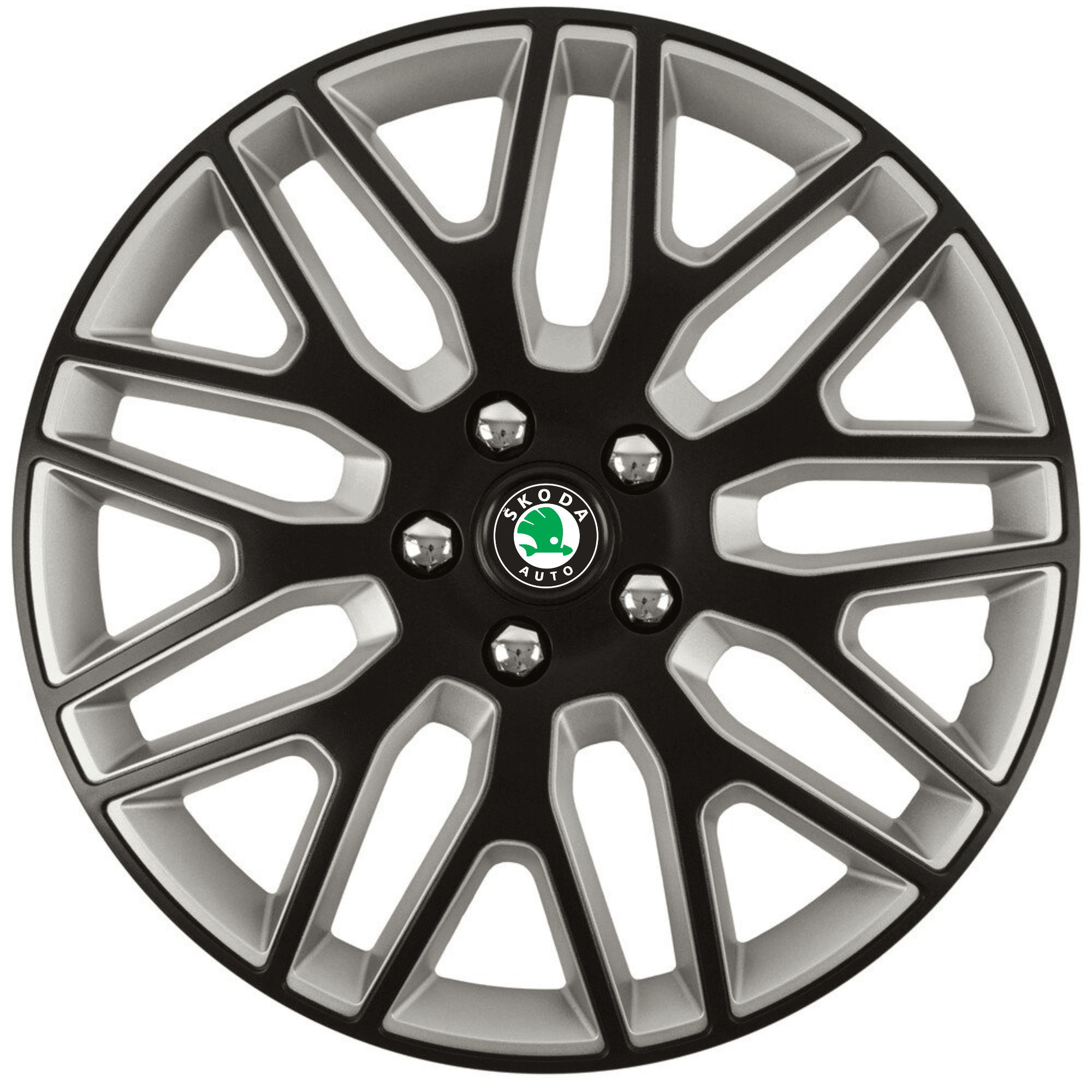 4 db keréktárcsafedél 14 hüvelykes (R14) Dakar fekete-szürke, Skoda kompatibilis