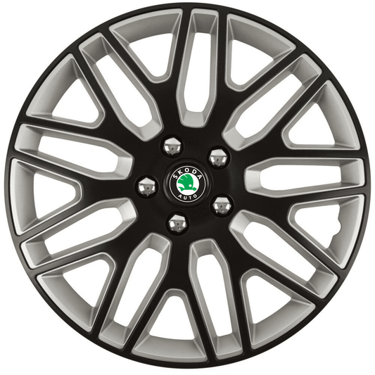 4 db keréktárcsafedél 14 hüvelykes (R14) Dakar fekete-szürke, Skoda kompatibilis