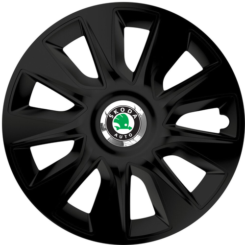 Set 4 Capace Roti 16 inchi (R16) Stratos Negru, Compatibile Cu Skoda