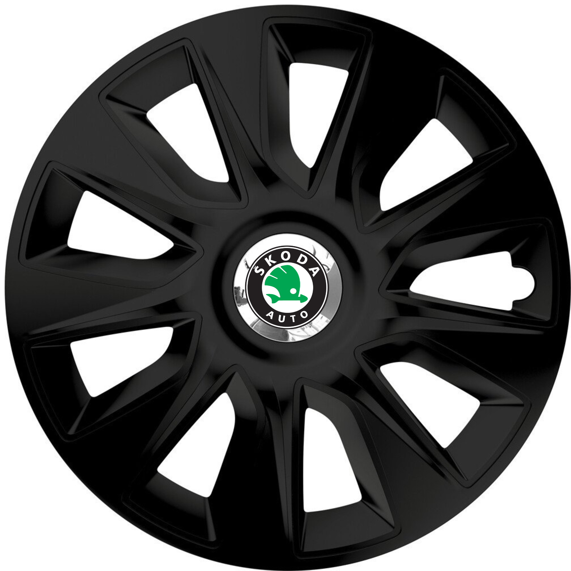 Set 4 Capace Roti 15 inchi (R15) Stratos Negru, Compatibile Cu Skoda