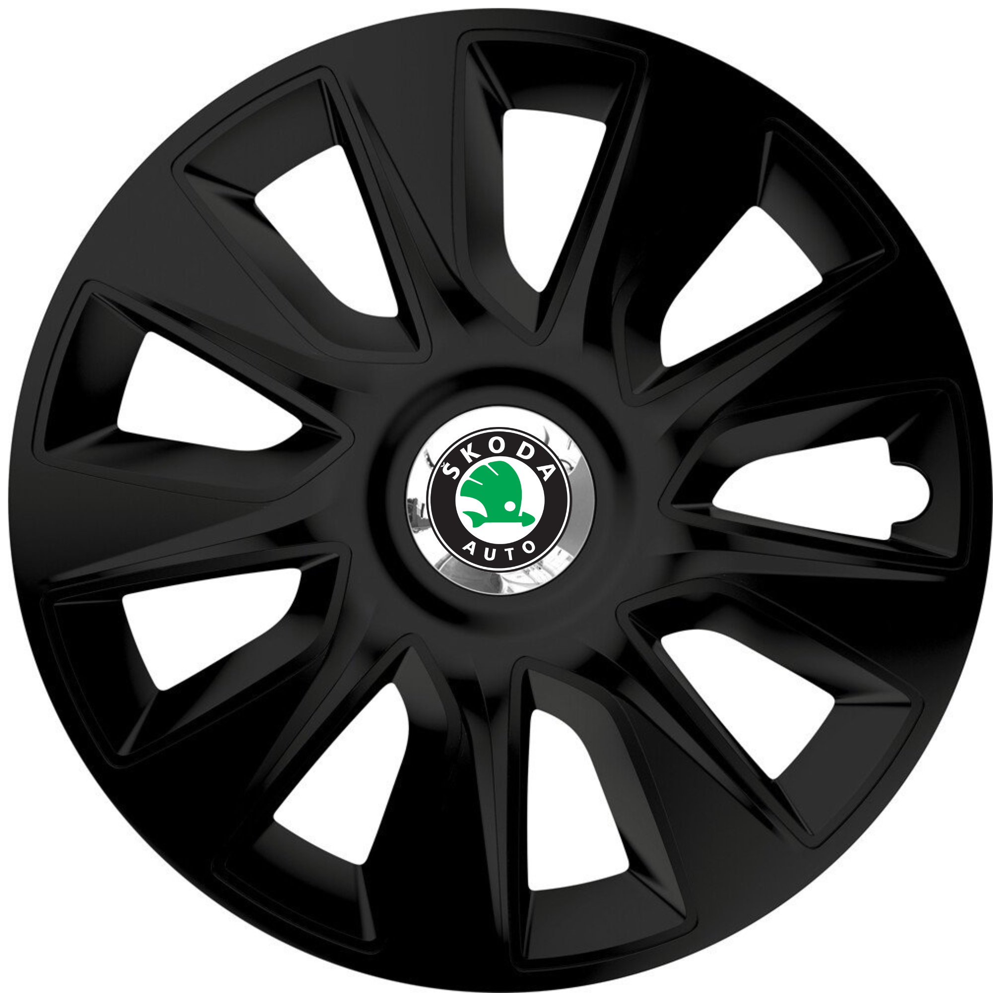 Set 4 Capace Roti 15 inchi (R15) Stratos Negru, Compatibile Cu Skoda