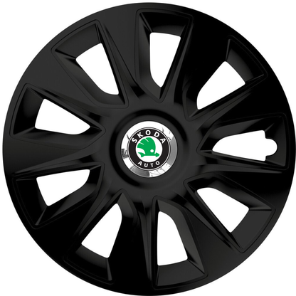Set 4 Capace Roti 15 inchi (R15) Stratos Negru, Compatibile Cu Skoda