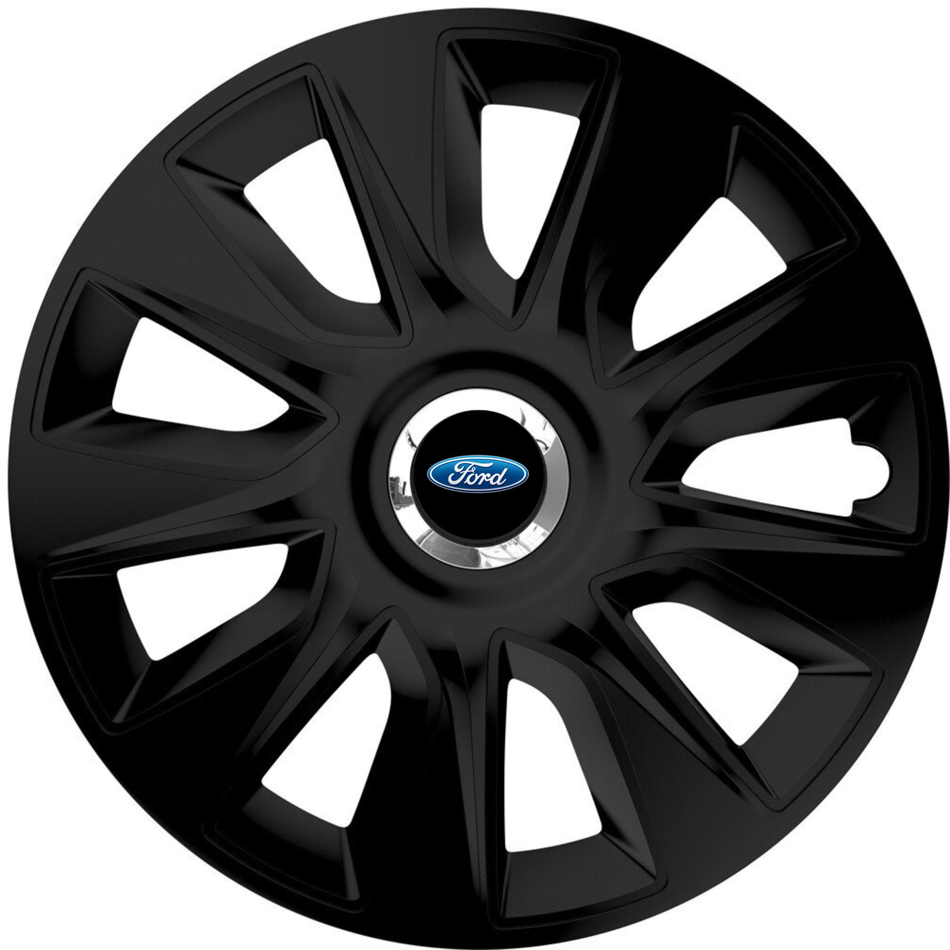 Set 4 Capace Roti 16 inchi (R16) Stratos Negru, Compatibile Cu Ford