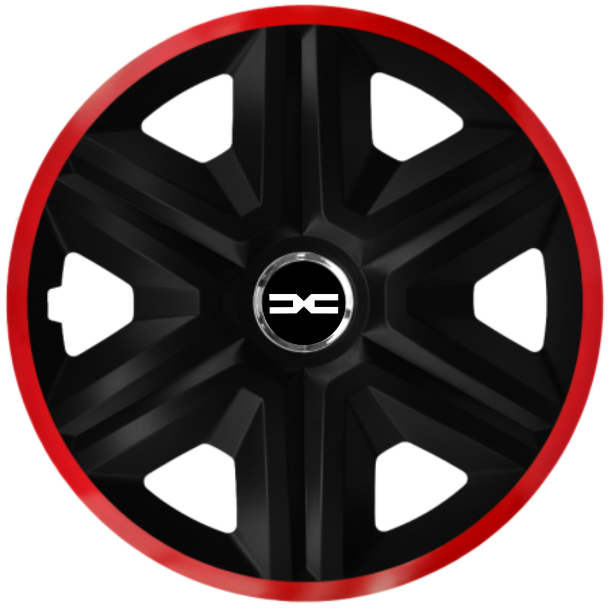 Set 4 Capace Roti pentru Dacia Nou, model Fast Black Cu Rama Rosie, R14