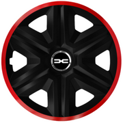 Set 4 Capace Roti pentru Dacia Nou, model Fast Black Cu Rama Rosie, R16, DACIA