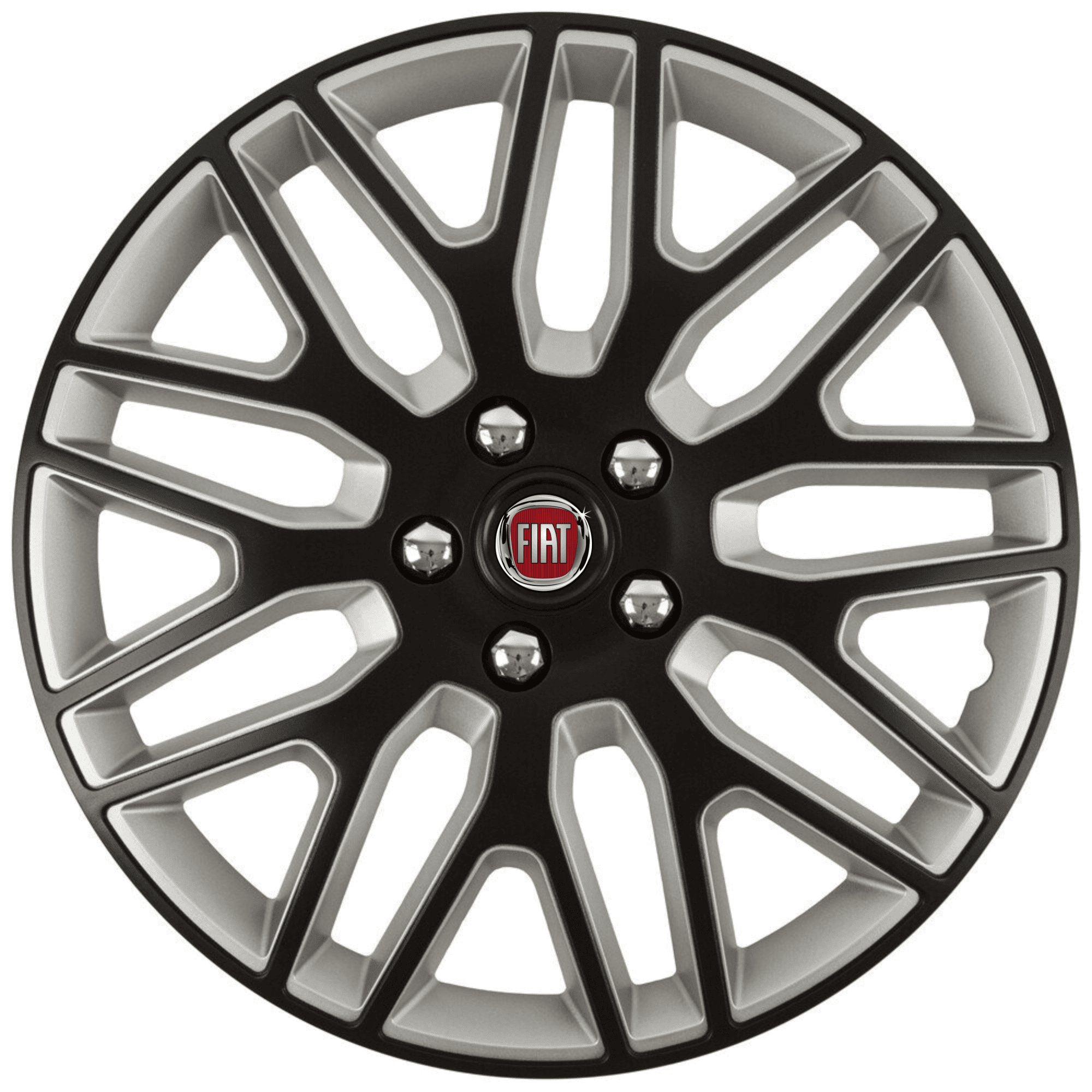 Set 4 Capace Roti 15 inchi (R15) Best Alb-Negru, Compatibile Cu Fiat