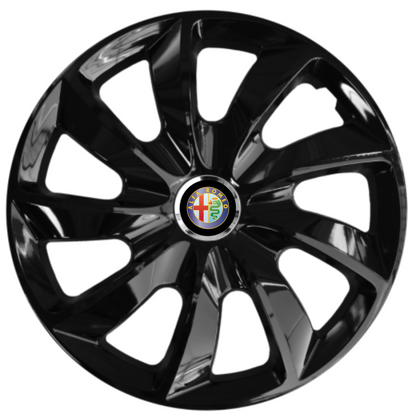 4 db-os 17 hüvelykes (R17) Stig fényes fekete kerékszett, Alfa Romeo-kompatibilis