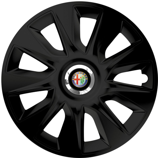 Set 4 Capace Roti 15 inchi (R15) Stratos Negru, Compatibile Cu Alfa Romeo