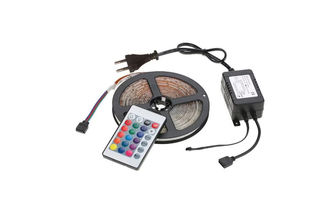 KIT banda LED RGB interior, exterior 60 LED-uri/m 5 metri cu Controller si Alimentare