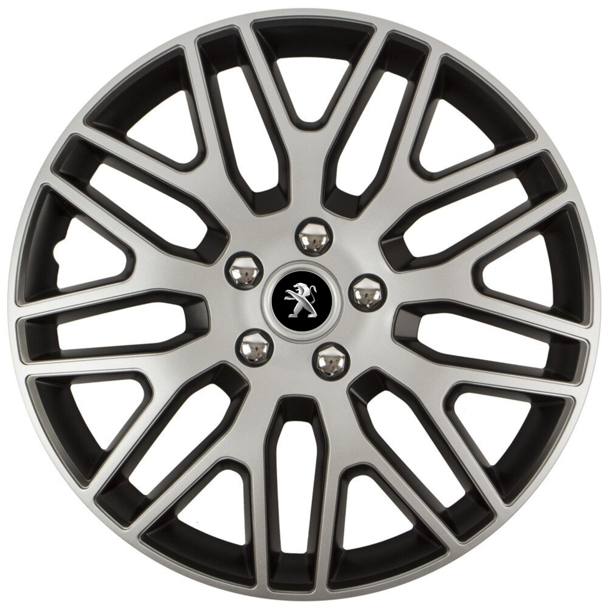 Set 4 Capace Roti 15 inchi (R15) Dakar Gri-Negru, Compatibile Cu Peugeot