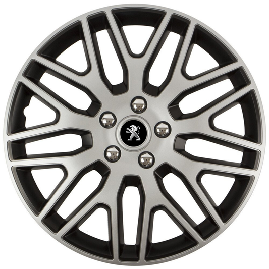 Set 4 Capace Roti 14 inchi (R14) Dakar Gri-Negru, Compatibile Cu Peugeot