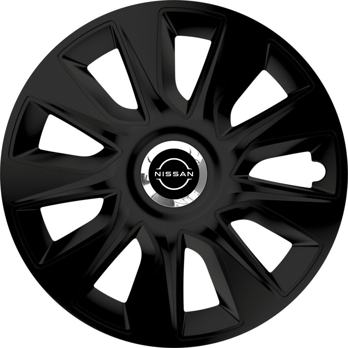 Set 4 Capace Roti 17 inchi (R17) Stratos Negru, Compatibile Cu Nissan Nou
