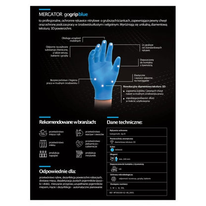 Mănuși de nitril Mercator GoGrip Blue 50 buc, mărime XL