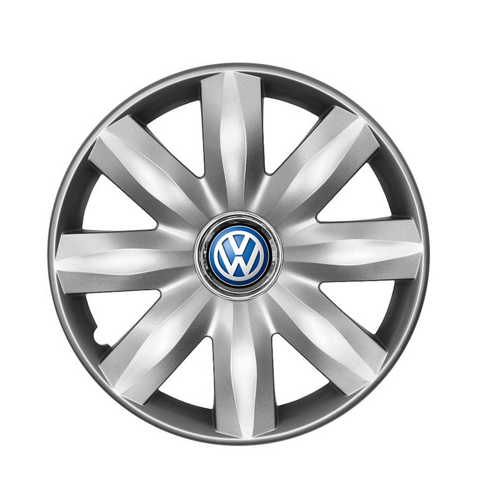 Set 4 capace roti potrivite jantelor de 14 inch compatibile Volkswagen, Model - 221, Sigla Albastra
