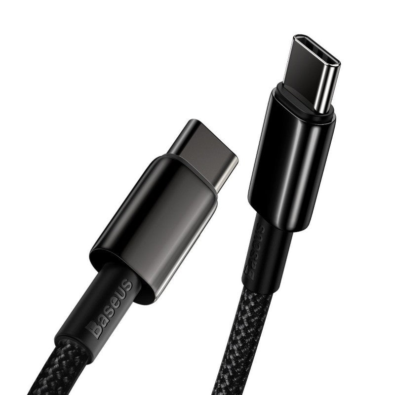 Cablu USB-C la USB-C Baseus Baseus Tungsten Gold, 100W, 1m negru