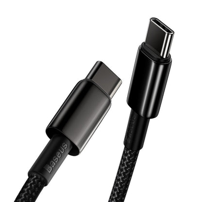 Cablu USB-C la USB-C Baseus Baseus Tungsten Gold, 100W, 1m negru