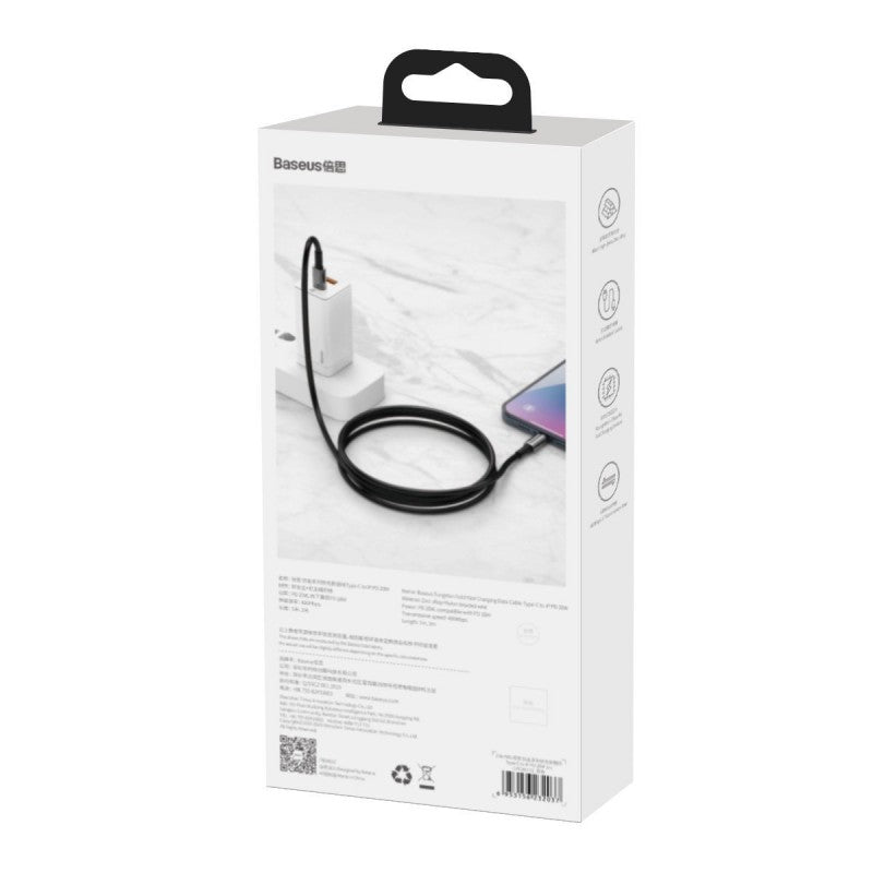 Cablu USB-C la USB-C Baseus Baseus Tungsten Gold, 100W, 1m negru