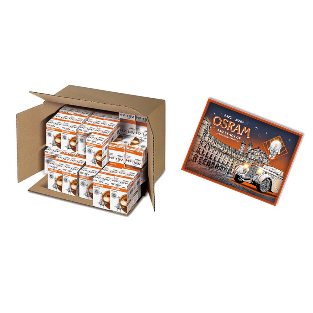 PACHET BECURI OSRAM ORIGINAL 30 BUC H7 + METALSIGN RETRO