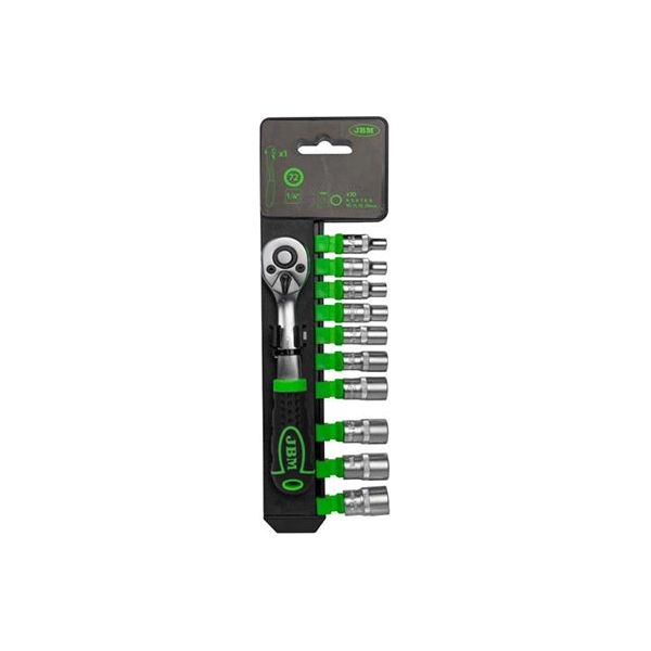 CLICHET CU 72 DINTI 1/4` CU SET TUBULARE HEXAGONALE JBM