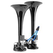 CLAXON CAMION NEGRU METALIC CU 2 GOARNE, MELODIC, 24V 1A