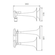 CLAXON CAMION NEGRU METALIC CU 2 GOARNE, MELODIC, 24V 1A