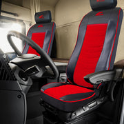 SET HUSE SCAUN TRUCK UMBRELLA PENTRU VOLVO 2000-2004 PIELE ECOLOGICA NEAGRA + VELVET ROSU