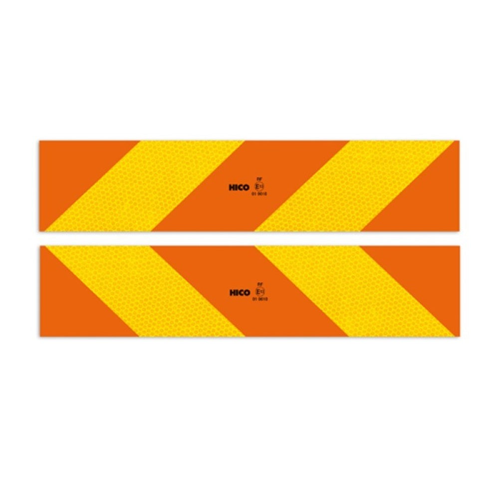 2 db-os, fényvisszaverő matrica készlet, sárga/piros, fluoreszkáló, 565x132 mm, HICO