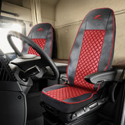 SET HUSE SCAUN TRUCK UMBRELLA PENTRU SCANIA SERIA R 2006-2020 PIELE ECOLOGICA NEAGRA+ROSU