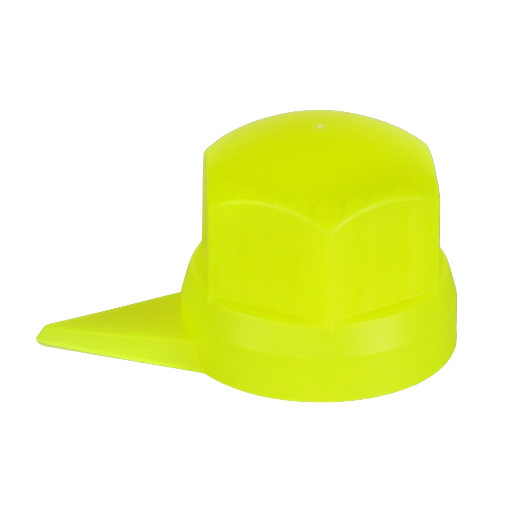 10 DARABOS MŰANYAG BORÍTÓ KÉSZLET KERÉKAGYHOZ IRÁNYJELZŐVEL 33 MM NEON SÁRGA 41 MM