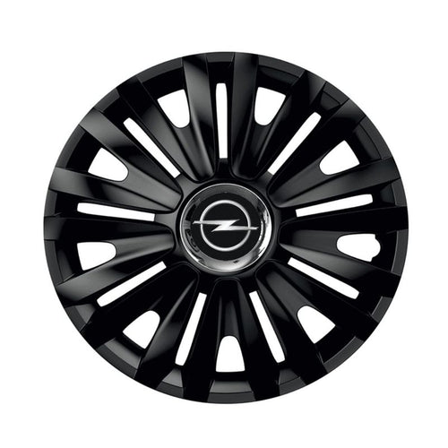 Set 4 capace roti Negre Cu Inel Cromat Royal pentru gama auto Opel, R16
