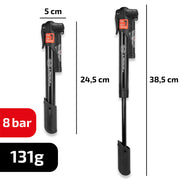 MINI POMPA MANUALA CU MANOMETRU PREMIUM PENTRU BICICLETE