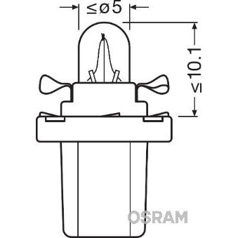 BEC BORD B8.5D SOCLU NEGRU 12V 1.2W SET 10 BUC OSRAM