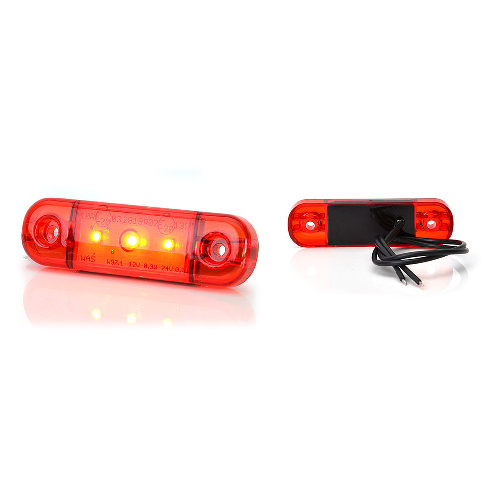 OLDALSÓ LÁMPA LED 709 W97.1, 12V-24V, PIROS, HELYZETJELZŐ