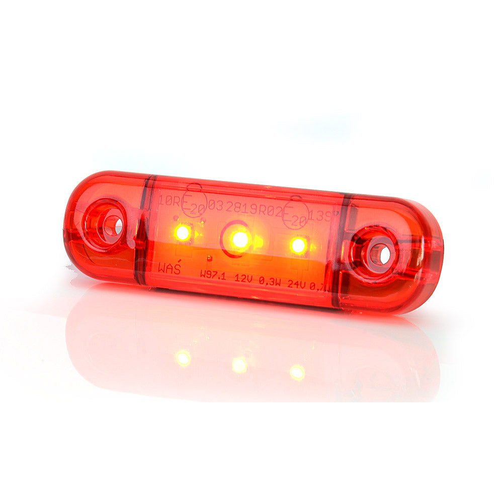 OLDALSÓ LÁMPA LED 709 W97.1, 12V-24V, PIROS, HELYZETJELZŐ