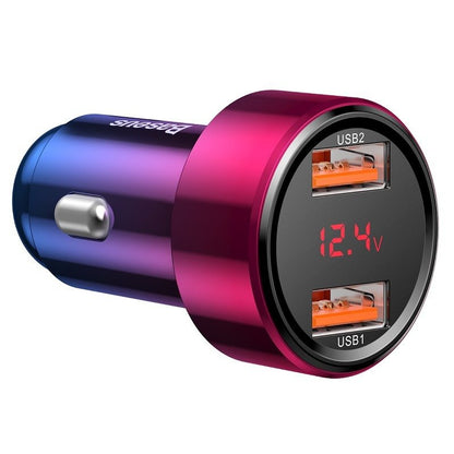 Incarcator de masina, Baseus Magic, 2x USB,  3.0, 45W, roșu-albastru