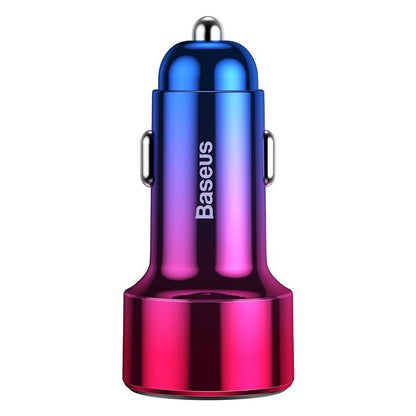 Incarcator de masina, Baseus Magic, 2x USB,  3.0, 45W, roșu-albastru