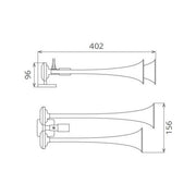 CLAXON ROSU CAMION CU DOUA GOARNE 24V 1A