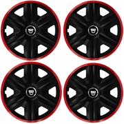 Set 4 Capace Roti pentru Dacia, model Fast Black Cu Rama Rosie, R16