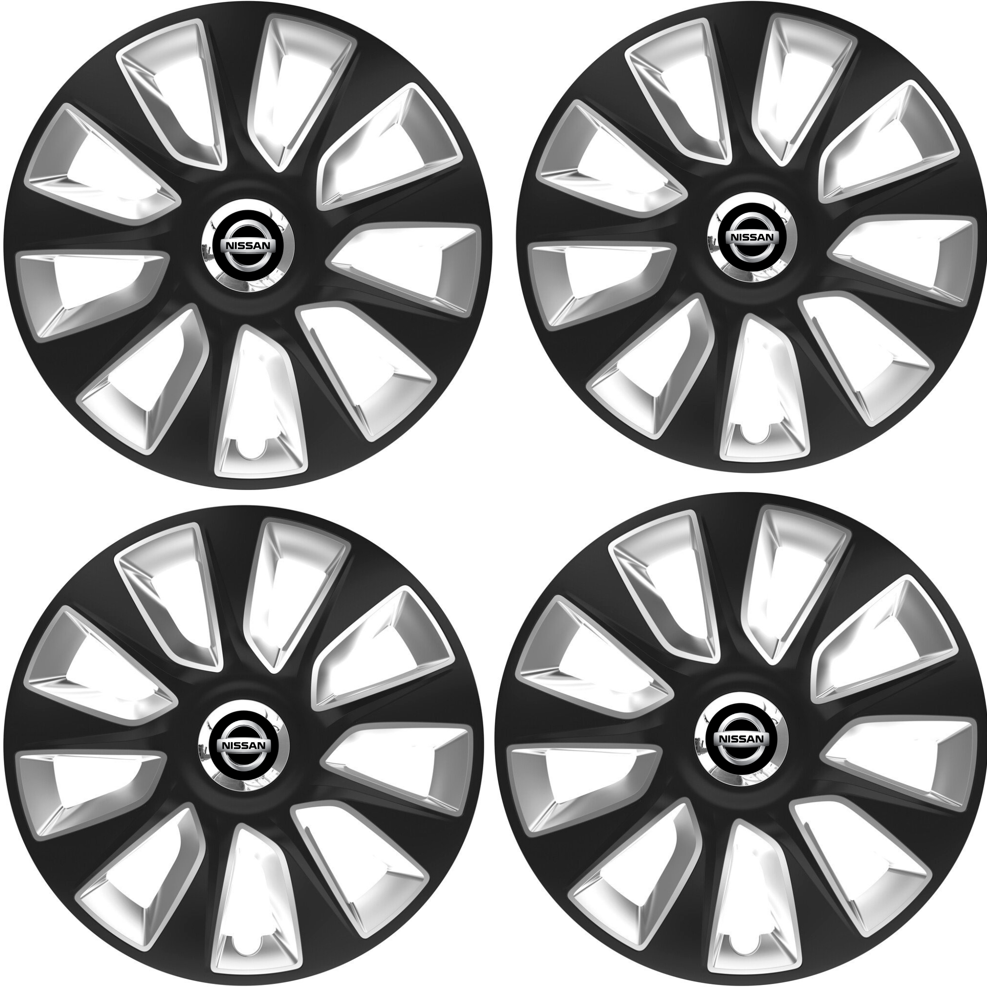 Set 4 Capace Roti 17 inchi (R17) Stratos Gri-Negru, Compatibile Cu Nissan