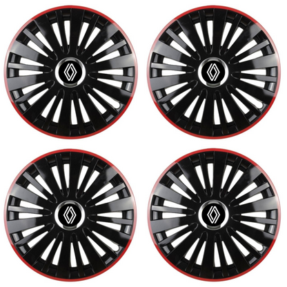 Set 4 Capace Roti pentru Renault Nou model Falcon Black Cu Rama Rosie R15