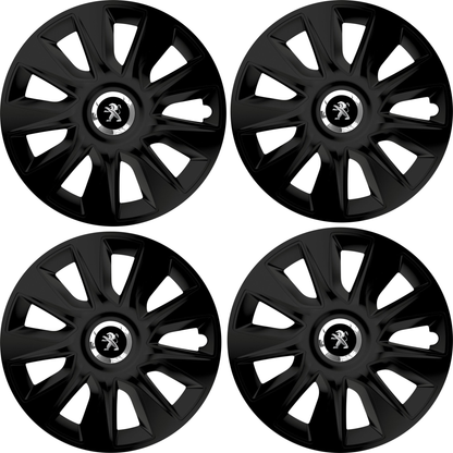 Set 4 Capace Roti 17 inchi (R17) Stratos Negru, Compatibile Cu Peugeot