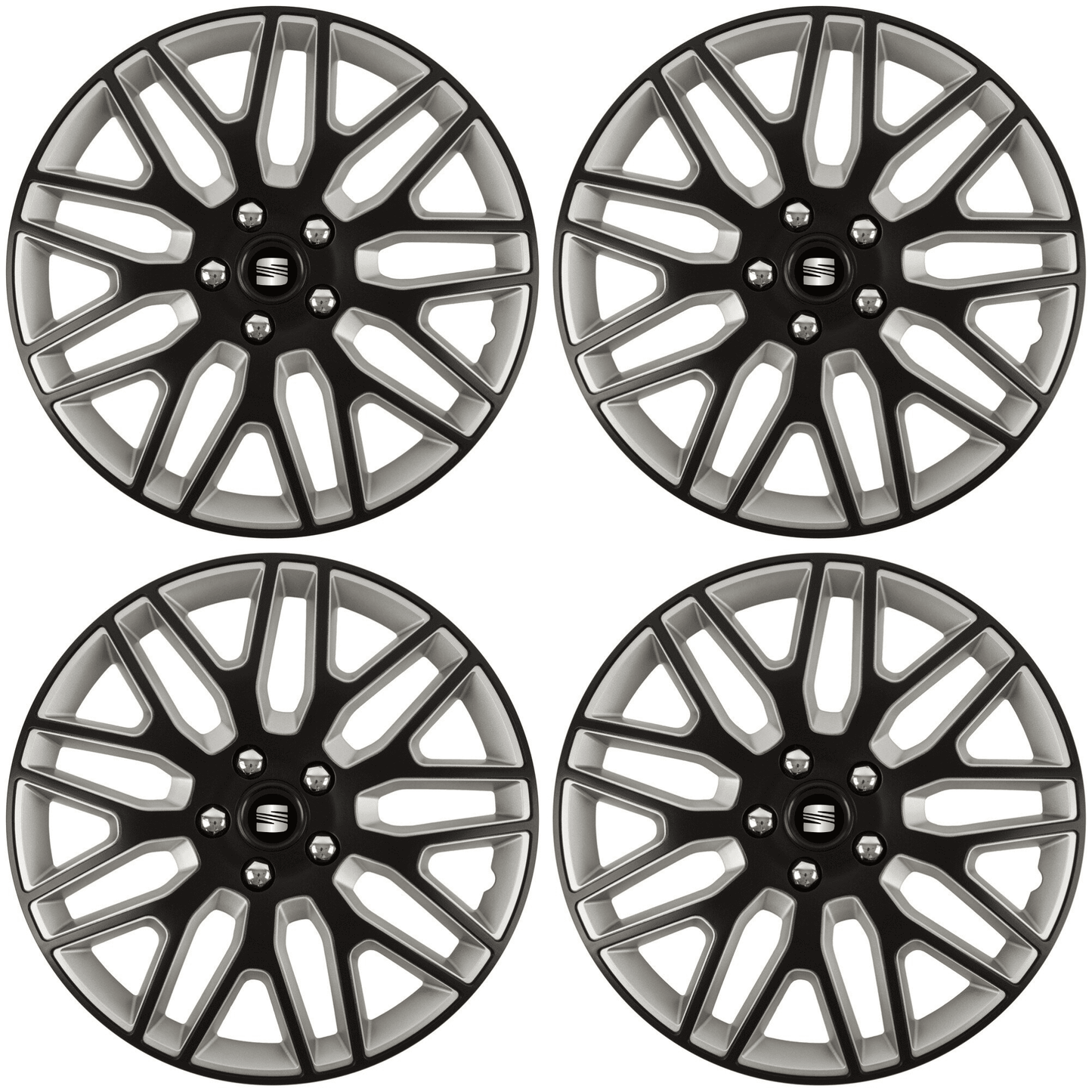 Set 4 Capace Roti 14 inchi (R14) Dakar Negru-Gri, Compatibile Cu Seat