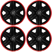 Set 4 Capace Roti pentru Renault Nou, model Fast Black Cu Rama Rosie, R16, RENAULT