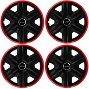 Set 4 Capace Roti pentru Smart, model Fast Black Cu Rama Rosie, R15