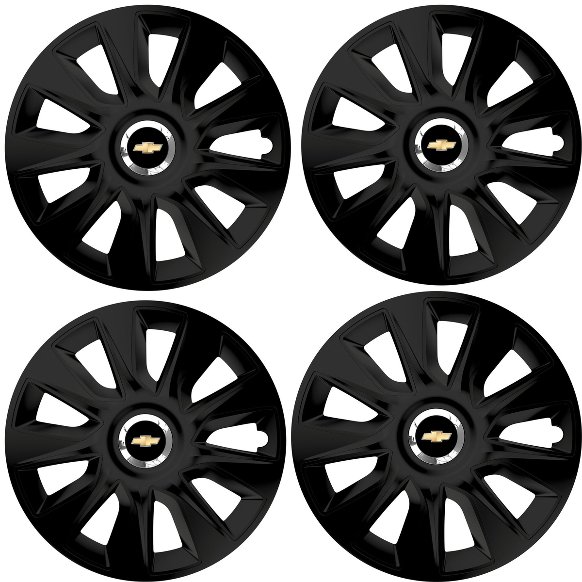 Set 4 Capace Roti 16 inchi (R16) Stratos Negru, Compatibile Cu Chevrolet