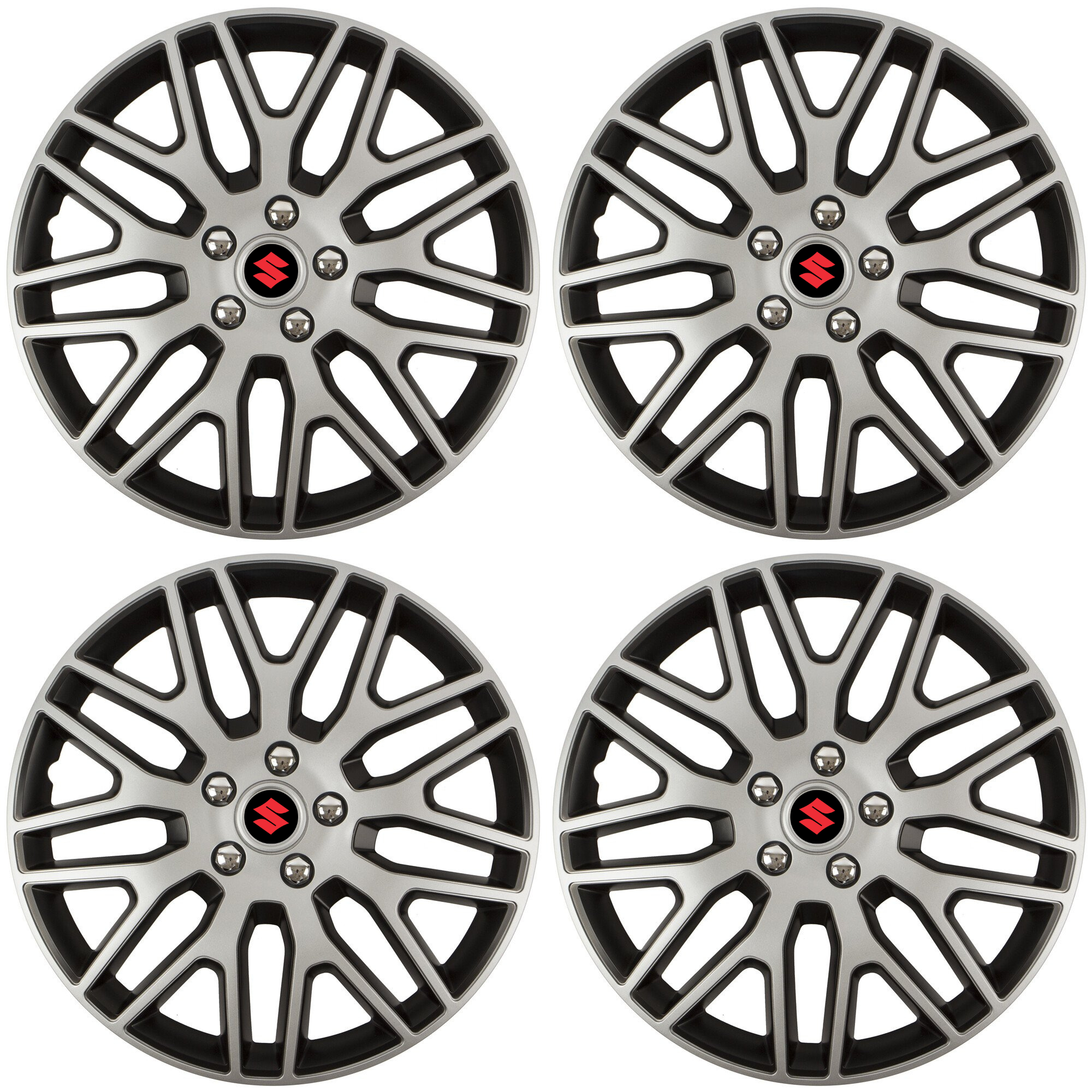 Set 4 Capace Roti 15 inchi (R15) Dakar Gri-Negru, Compatibile Cu Suzuki